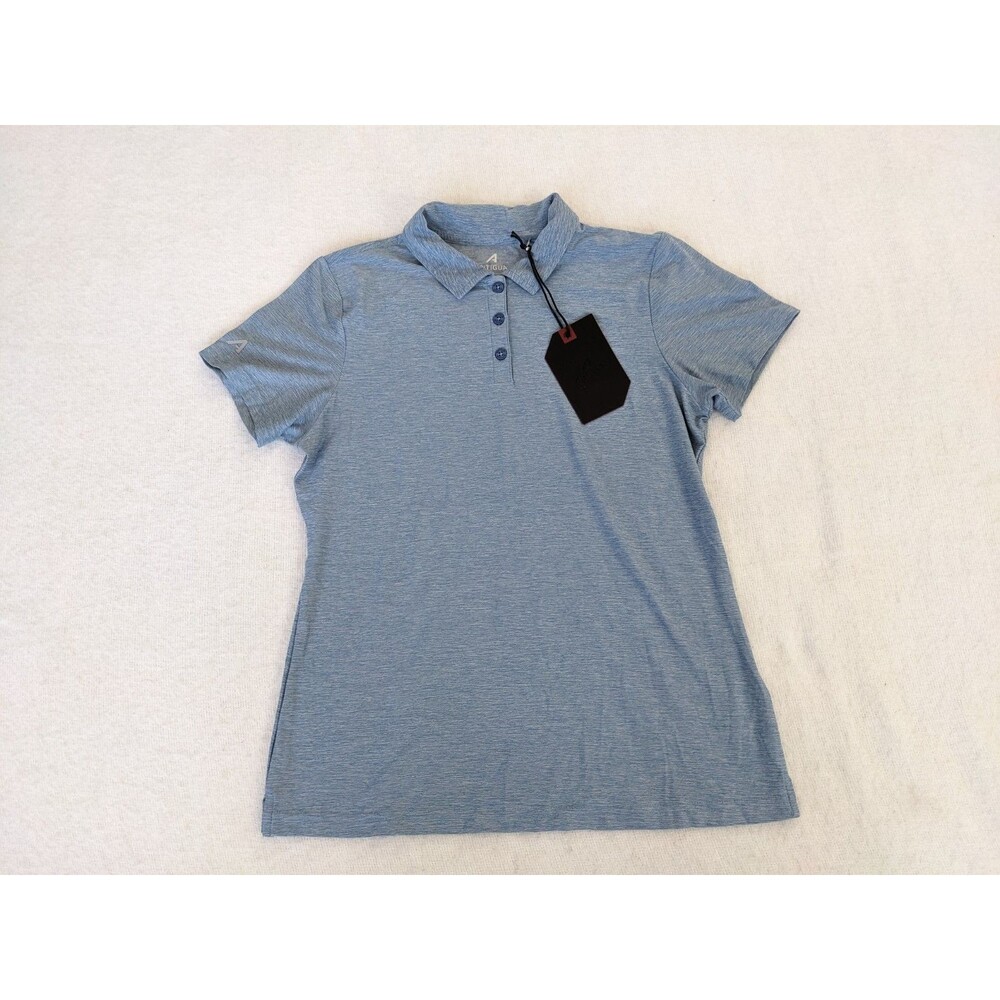 Antigua Womens Light Blue Golf Polo Shirt Short Sleeve Embroidered Logo Size XS